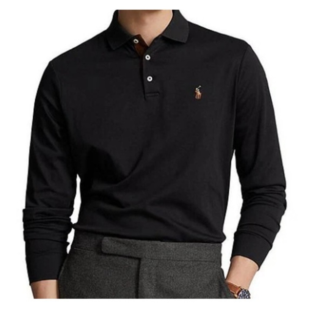 Polo Ralph Lauren Men's Classic Fit Long Sleeve Soft Cotton Polo Shirt Black XL